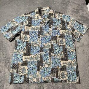 Vintage Royal Creations Hawaiian Aloha Shirt Mens Large 80s Made Hawaii‎ Blue